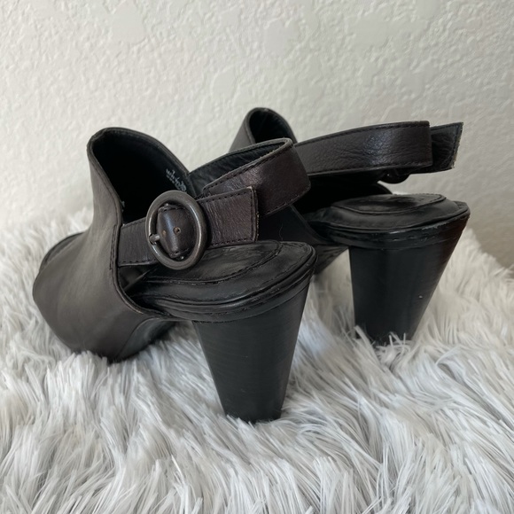 BORN LEATHER CLOGS PEEPTOE HEELS 7 - Picture 5 of 7